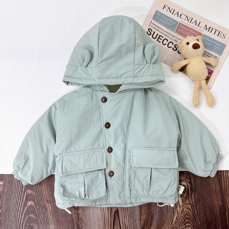 [BeHan] Áo khoác gió trần bông 5 lớp phối mũ kute cho bé trai bé gái - A25B128