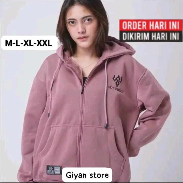 Hoodie Sky white size M-L-XL-XXL tebal lembut gramasi 280gr/ Sweater Hoodie Zipper pria wanita