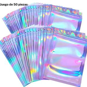 50pcs/bolsa, Bolsa de Hueso Yin-Yang de Película Láser, Bolsa de Empaque Decorativa, Bolsa Ziplock Semitransparente, Bolsa de Empaque para Funda de Celular, Bolsa de Almacenamiento de Joyería, Bolsa de Plástico Colorida, Bolsa de Almacenamiento DIY