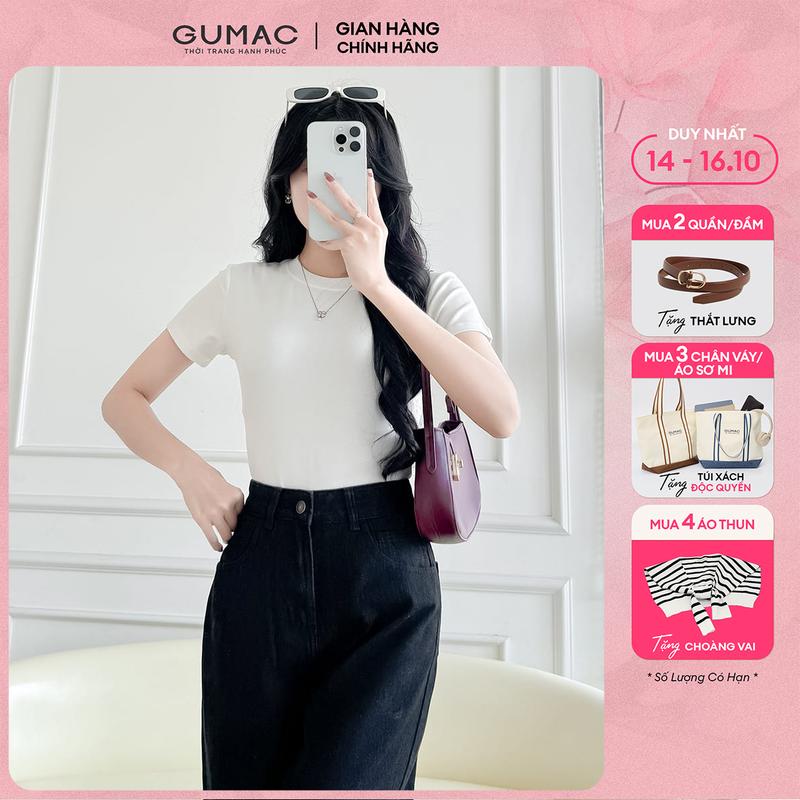 [MUA 4 TẶNG KHĂN CHOÀNG] Áo thun nữ cơ bản phom slim ôm nhẹ tay ngắn thời trang GUMAC LATF0912