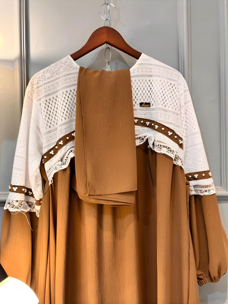 Product Introduction of AULIA DRESS/GAMIS MUSLIM WANITA BAHAN CRINGKLE MIX BRUKAT PREMIUM 23