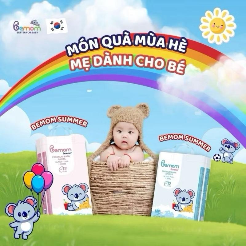 A - 1 bich + quà Tã Bỉm Hàn quốc Bemom summer siêu mỏng mềm thấm hút tốt đủ size