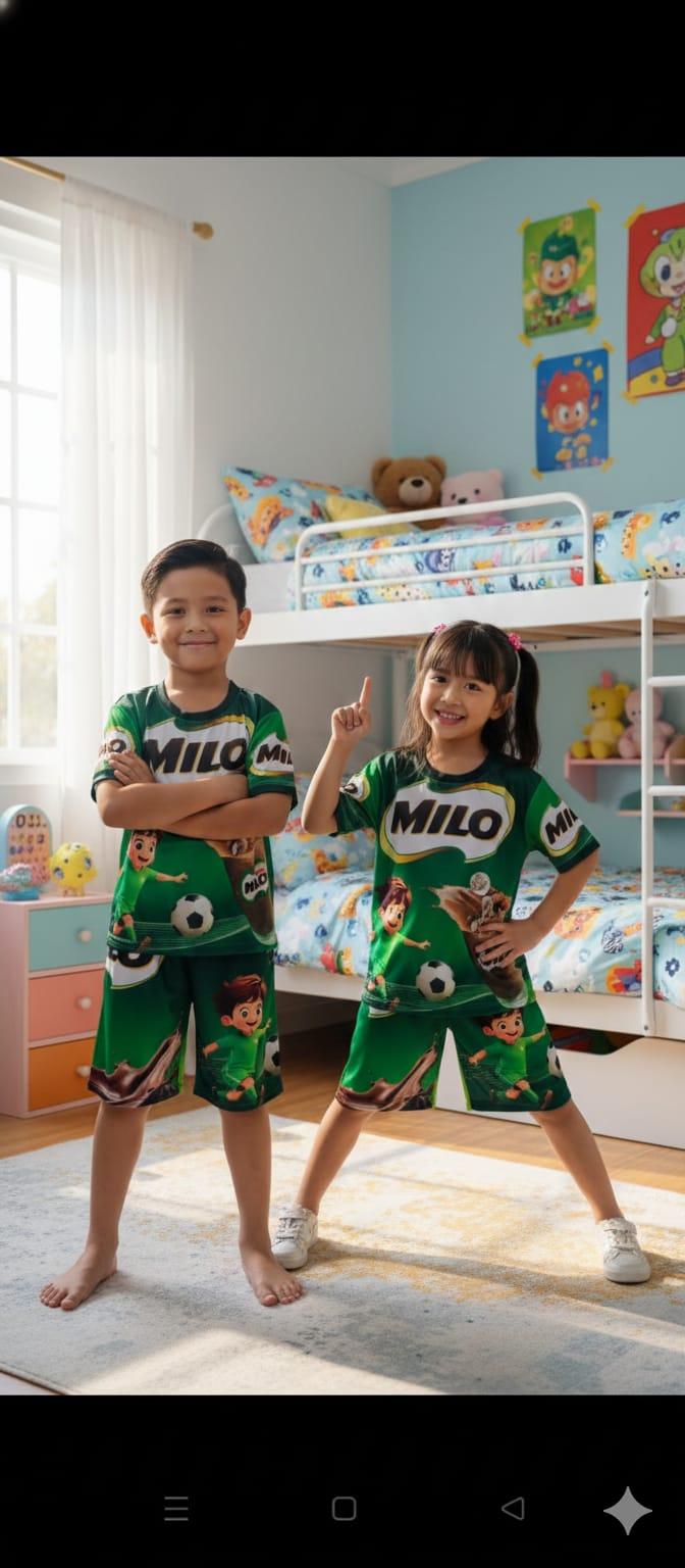 Setelan Anak Harian Viral Terbaru Limited Edition Motif Makanan Mie goreng dan gambar Minuman untuk Usia 1-10 Tahun Desain Unik Nyaman dan Senang Dipakai