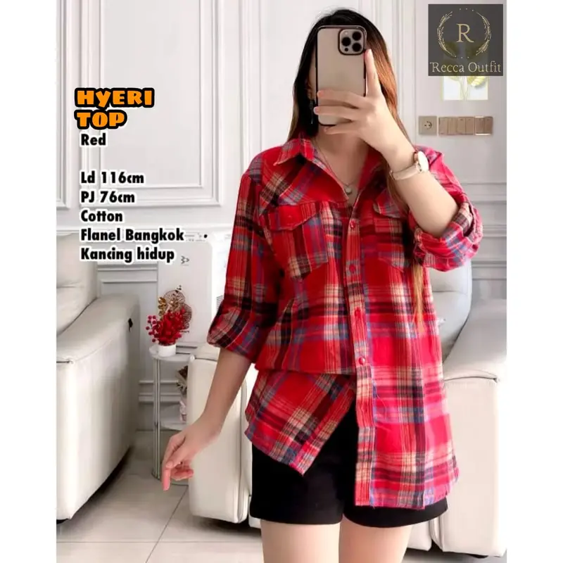 KEMEJA WANITA LENGAN PANJANG MOTIF KOTAK KOTAK TERBARU PAKAIAN WANITA BAJU ATASAN 1