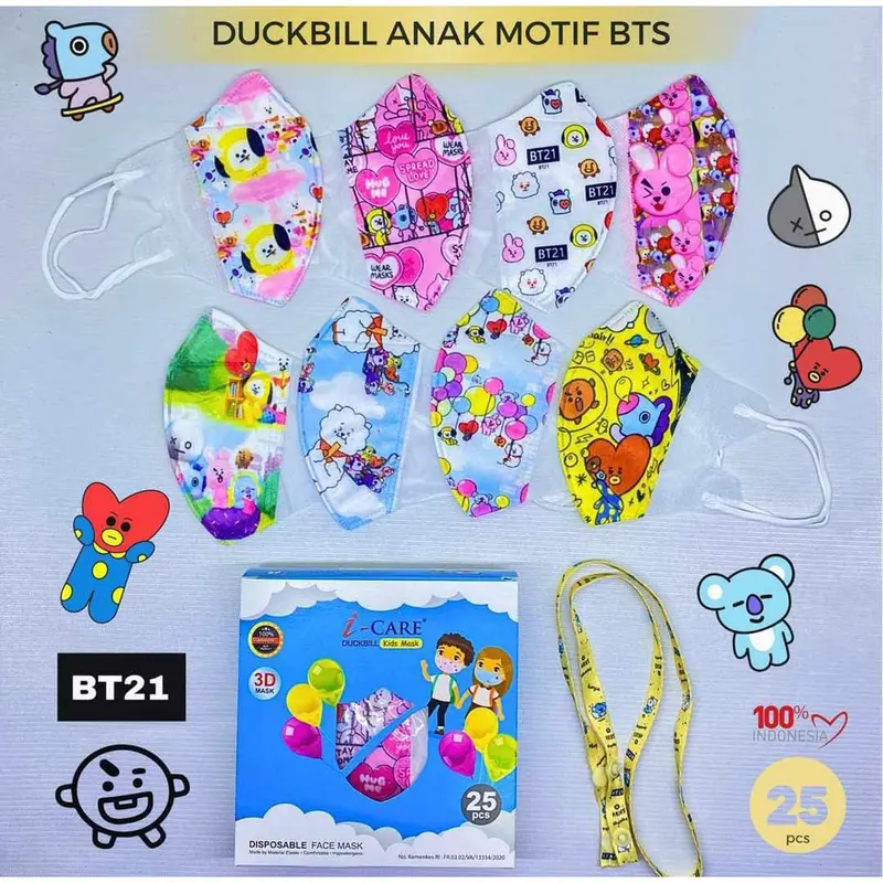 Duckbill KIDS i-Care 1 Kotak isi 25pcs Masker Anak 3ply Duckbill 3D Untuk 0-8 Tahun - Big Plaza 2