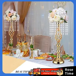【COD】Baru Vase Pernikahan Alat Peraga Jalan Memimpin Besi Putri Duyung Emas Candlestick Meja Utama Vas Set Meja Dekorasi Eropa
