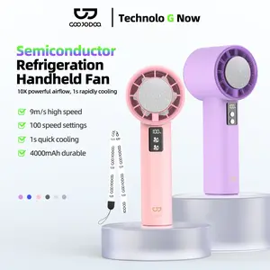 GOOJODOQ GFS006 High-Speed Fan Portable HandHeld Fan Semi Conductor Icy Cool Air Mini kipas Strong Wind 100 Gear Wind Speed kipas angin Digital Display Adjustable Turbo kipas