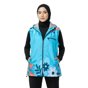 Rompi Vest Running Wanita Olahraga Motif Tosca dengan Desain Bunga dan Tas Samping