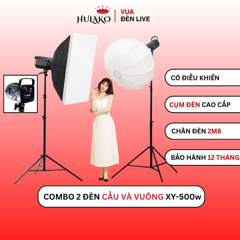 Combo 2 Đèn Studio Cầu Và Softbox Vuông Kích Thước 60x90cm Cao Cấp Công Suất 500w Dành Cho Quay Video Livestream Chuyên Nghiệp