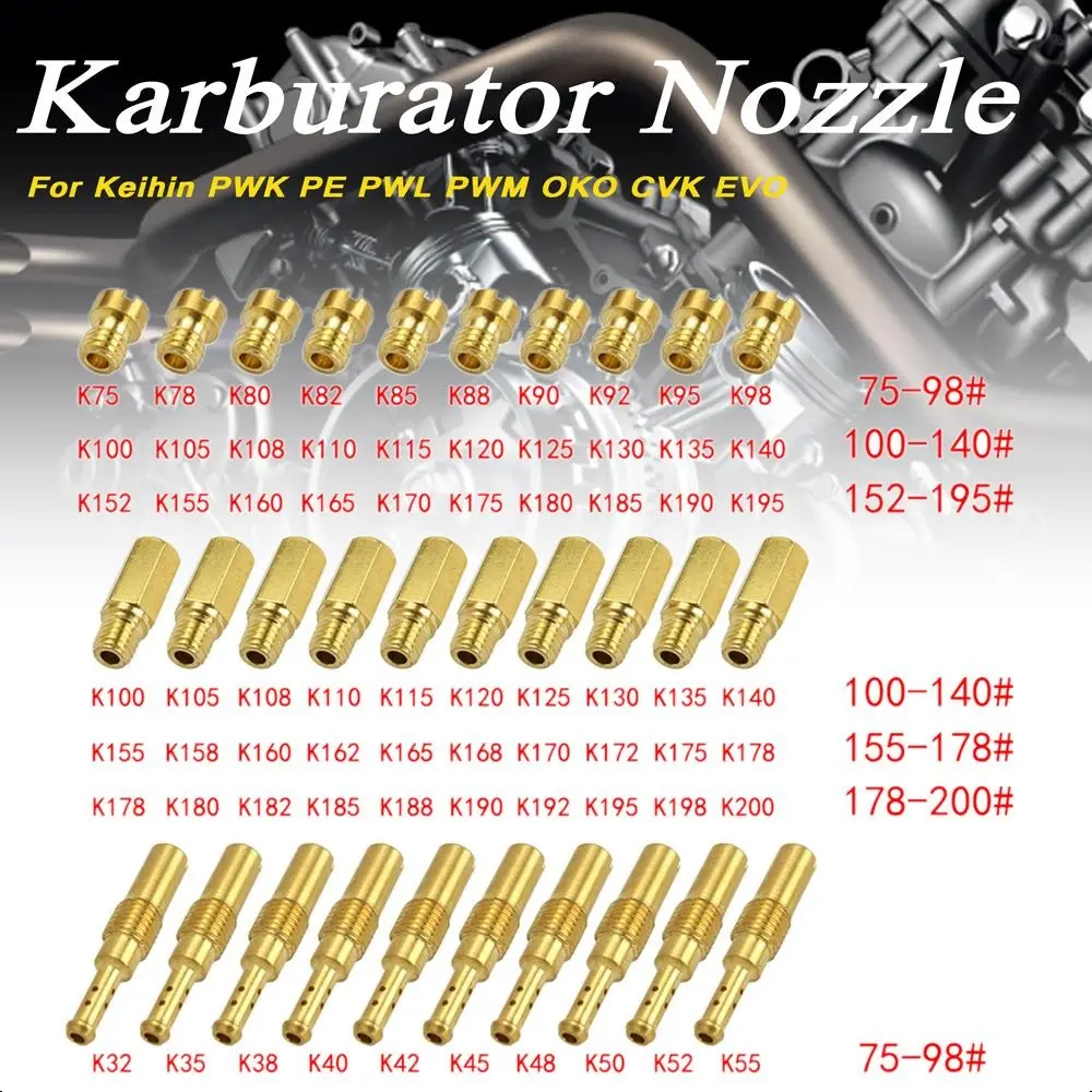 20Pcs/Set Mortorcycle Main Slow/Pilot Jet Scooter For KEIHIN SUDQO PWK PE PWL PWM OKO CVK EVO  Carburetor Main Nozzle