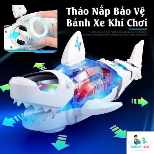 Đồ Chơi Cá Mập BabyShark Có Đèn Và Nhạc Vui Nhộn Di Chuyển Tự Động Tránh Vật Cản Và Vây Có Thể Cử Động Được( tặng Kèm Pin)