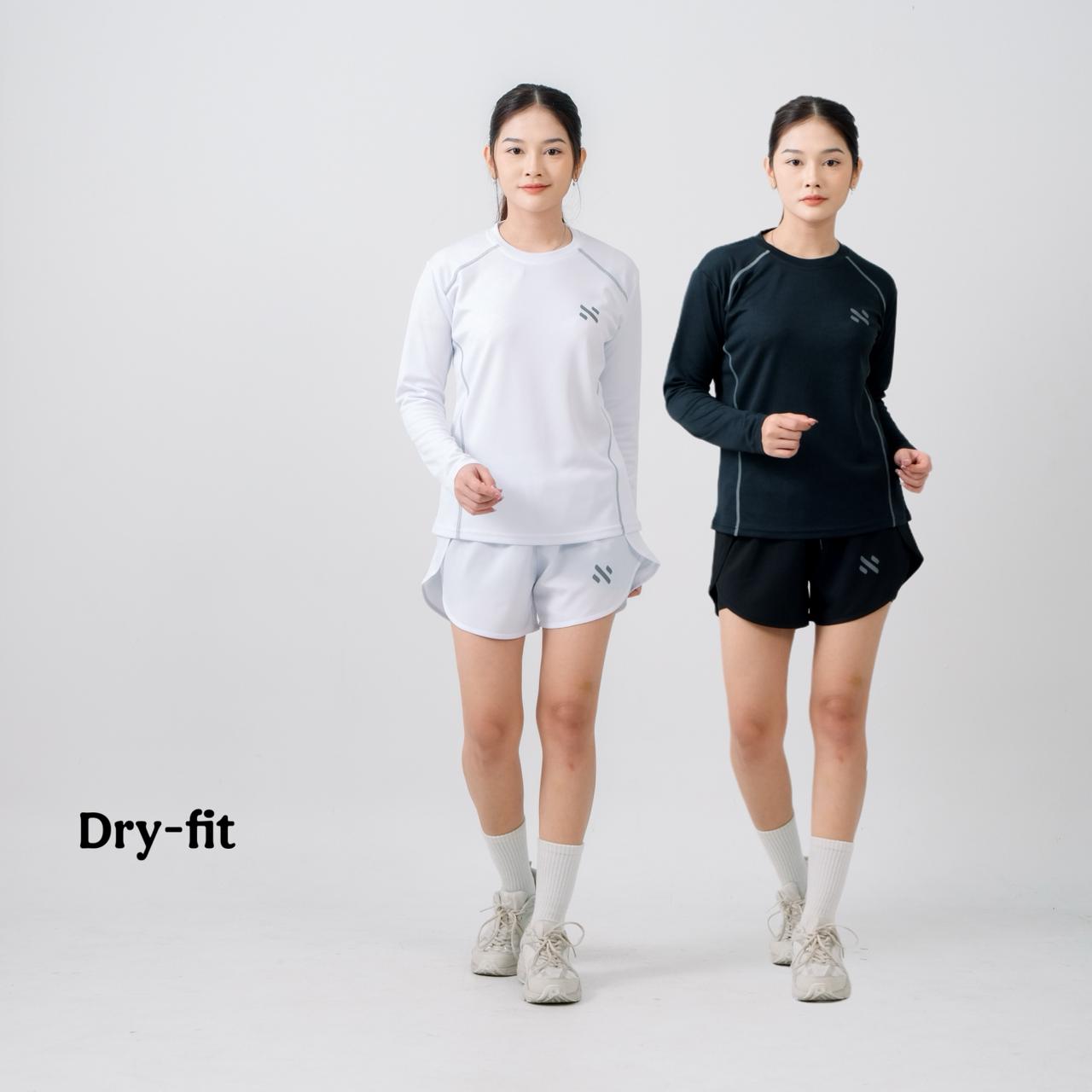 NEBULA Baju Atasan Olahraga Wanita Lengan Panjang Dry Fit Muslimah Running Lari Gym Senam Sport Bahan Nyaman Multifungsi
