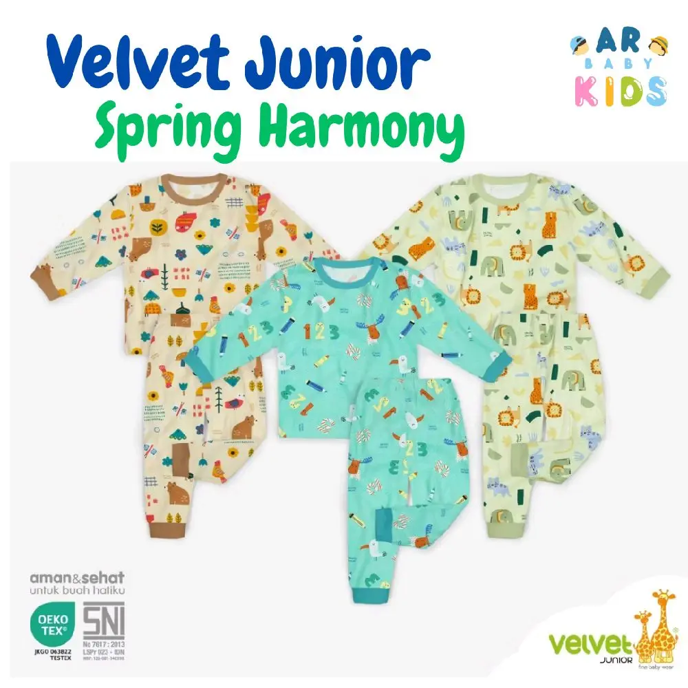 Velvet-Unisex-Baju Panjang Kancing Pundak Celana Panjang