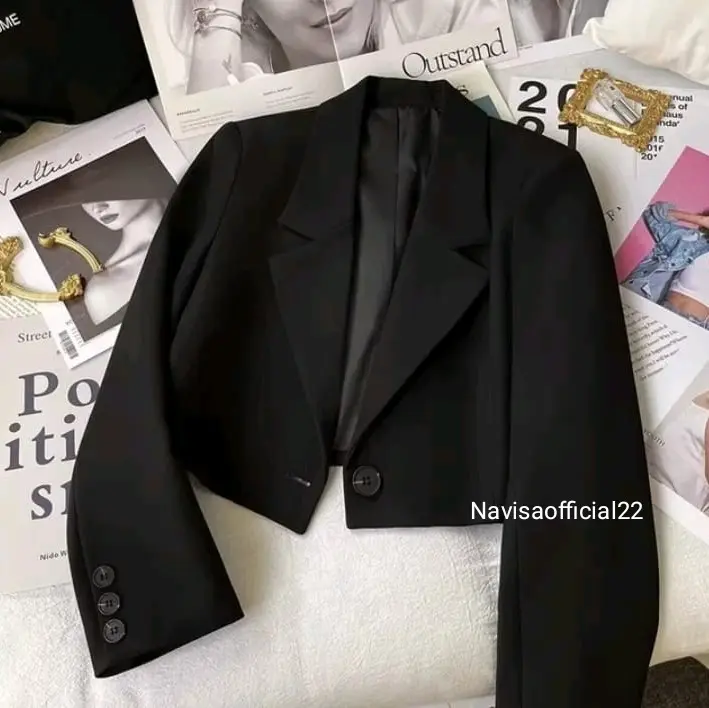 Navisaofficial22 Blazer Crop Wanita/Blazer Wanita Kekinian Korean style Atasan