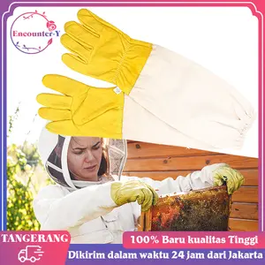 Sepasang Sarung Tangan Anti Gigitan Lebah Tebal Professional Anti Bee Lebah Sarung Gloves Beekeepers Kaos Tangan Panjang