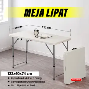 Meja Lipat Plastik Tebal 122x60 cm Meja Makan, Belajar, dan Outdoor Meja Jualan Meja Event Meja Kokoh 038-2