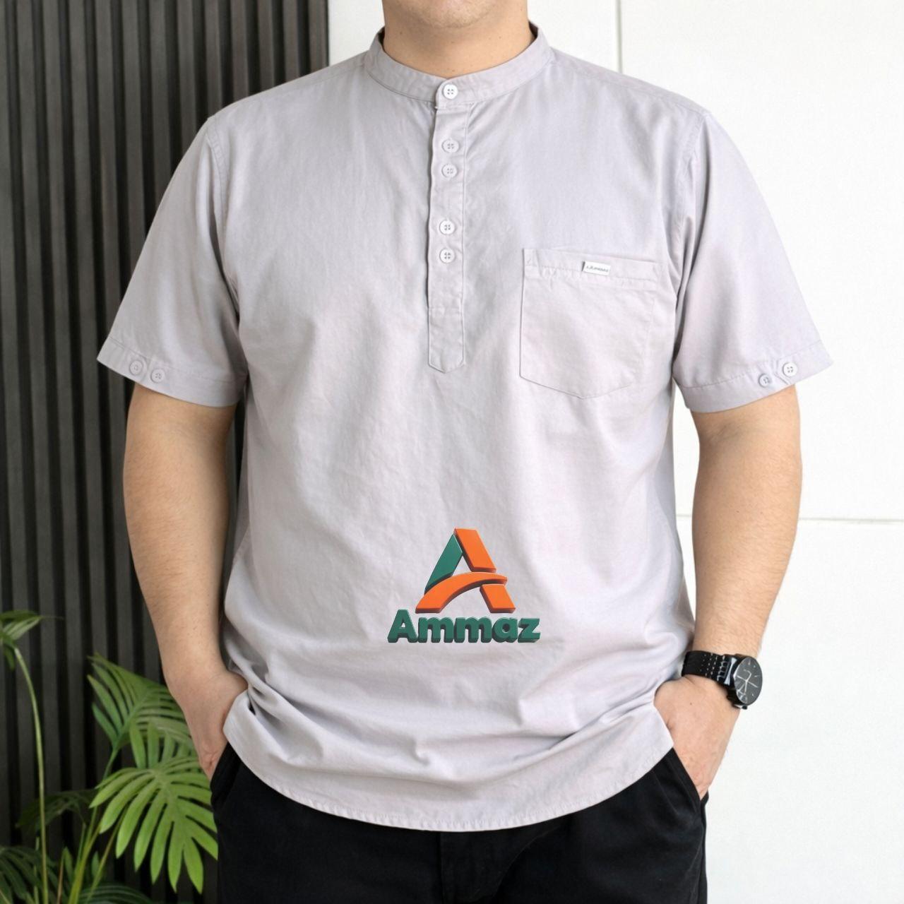 Ammaz Baju Koko Pria Lengan Pendek Katun Premium Terbaru Kekinian Bahan Nyaman Desain Trendi Cocok untuk Gaya Kekinian dan Tampilan Modis Muslim Dewasa Kurta