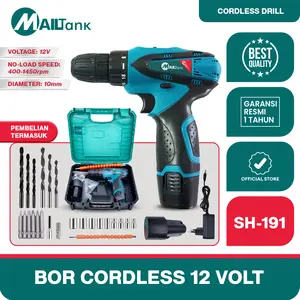 MailTank SH191 Mesin Bor Baterai Cordless Drill  12V MailTank , BOR CAS 2 BATERAI