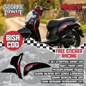 (BISA COD) Striping Motor Scoopy Donut 2017/2018 – Bahan Tebal, Awet, Free Sticker Racing