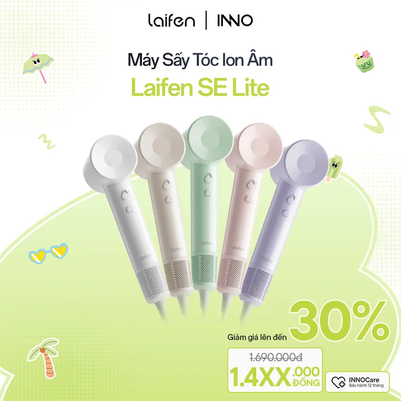 Mấy sấy tóc ion âm tốc độ cao Laifen SE Lite | Bảo hành chính hãng 1 năm | Quà tặng kèm - Đầu sấy phun khí mịn 0