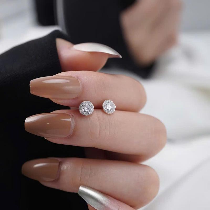  Bông Tai B925 Viên Môi DC Thiết Kế Viên Hoa Tròn Đính Đá Sang Trọng Cho Phái Nữ Trong Hộp Quà Đỏ Sang Trọng 