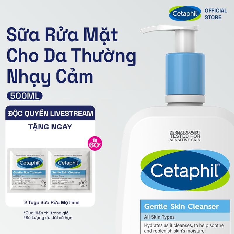 [Live] Sữa rửa mặt dịu lành cho da nhạy cảm CETAPHIL GENTLE SKIN CLEANSER 500ML