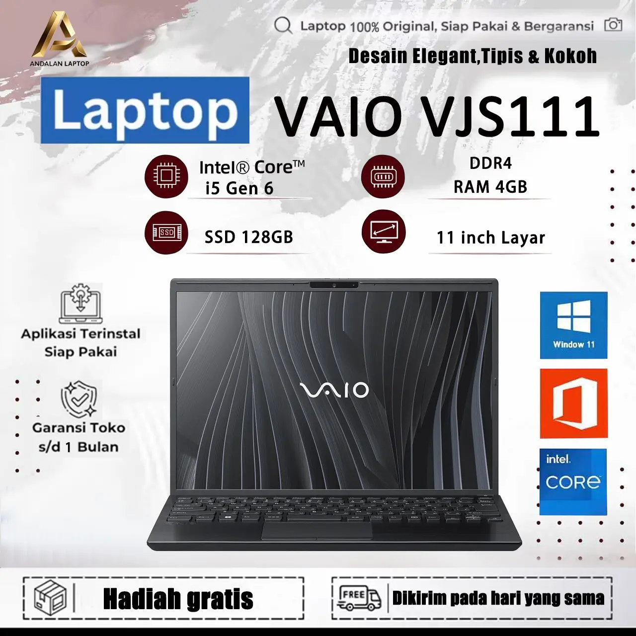 LAPTOP VAl0 VJS111B intel core i5 Gen 6  RAM 4GB SSD 128GB-512GB Layar 11 inci Windows 11 Pro