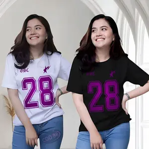Kaos Angka 28 Ungu Distro Wanita Lengan Pendek Baju Unisex Cewek Pakaian Atasan Oblong Wanita T-shirt Dewasa Lengan Pendek Katun Combed24s Sablon Digital Printing Lembut Tidak Panas Size M L XL XXL Polos - Tangan Panjang Nyaman