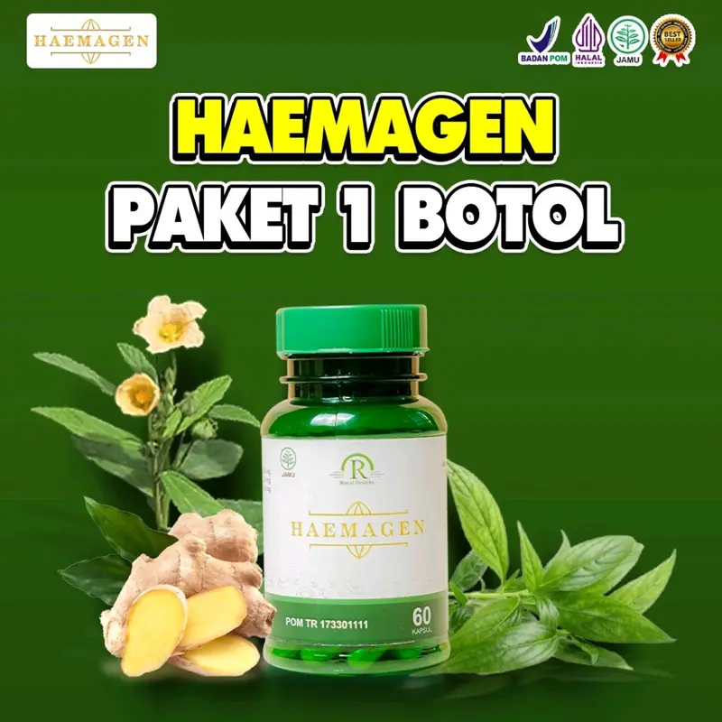 HAEMAGEN Paket 1 Botol 60 Kapsul Suplemen Original Asli Solusi Ampuh Atasi Masalah Kulit Pada kulit Terbaik 1