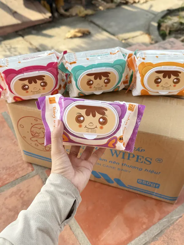 Combo 10 bịch khăn giấy ướt BABYWIPE 650gr Khổ giấy to 18x24cm vải bị mềm êm không mùi không cồn xài cho bé khăn  giấy  ướt  650gr 3