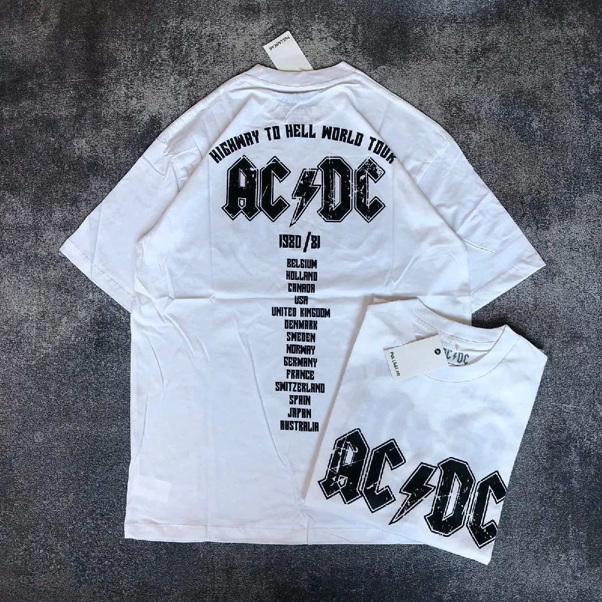 Baju Kaos Oversize ACDC - T Shirt AC/DC Oversized Model White 20s
