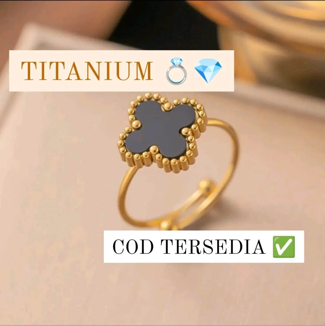 [HANO Accessories] - Cincin Clover Black & White Titanium Rose Gold, Gold, Silver / Cincin Aksesoris / Cincin Korean Style / Cincin Fashion Trending Clover / Clover Ring