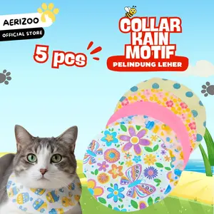 Aerizoo Pet Collar Pelindung Leher Kucing Anjing 5pcs Motif Kain Pelindung Leher Kucing Anjing