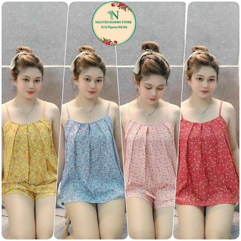  Bộ Đồ nữ freesize dưới 56kg Giao Hình Hoa Nhí Ngẫu Nhiên Đúng màu áo Kiểu xếp ly chất liệu vải lụa hàn mềm mát Có hoa Women Nhí 