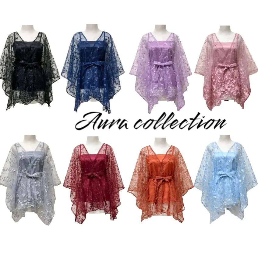 Cape Brukat Tali Pita Depan Glitter/Non Gliter Elegan
