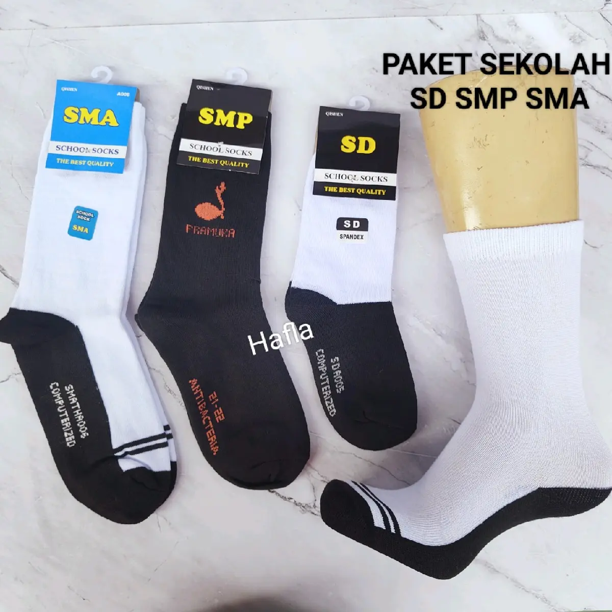 6 Pasang Paket Lengkap Kaos Kaki Anak Sekolah SD SMP SMA Fashion Anak Cewek Cowok
