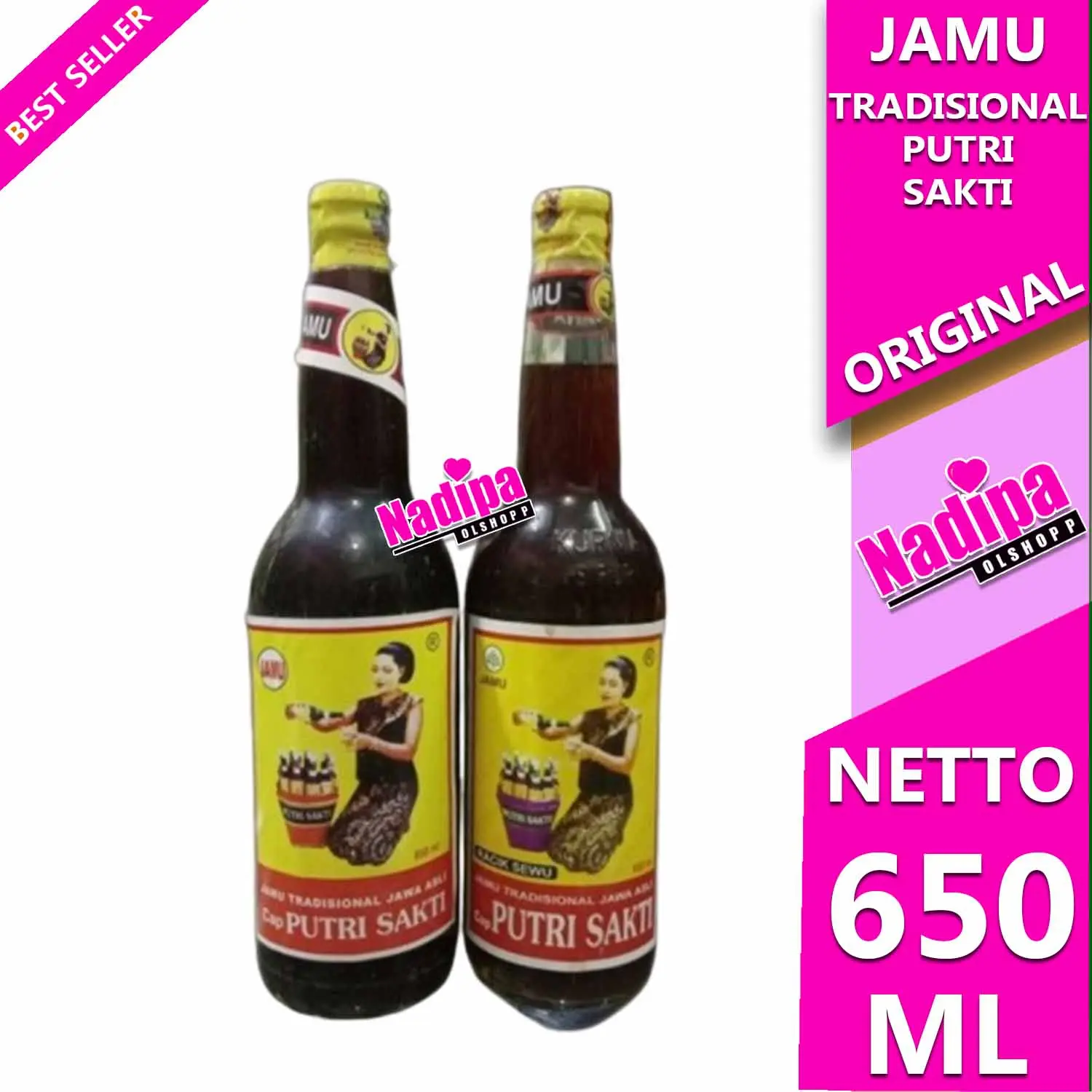Jamu tradisional cap Putri Sakti Racik Linu/Nafsu Makan Botol kaca nadipa olshopp