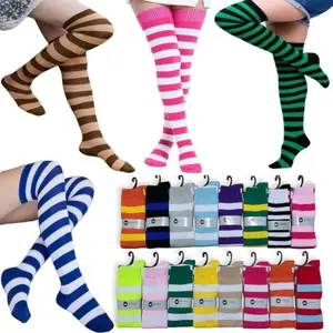 OVERKNEE LONG SOCKS PANJANG DIATAS LUTUT/KAOS KAKI WANITA MOTIF BELANG PANJANG/Kaos Kaki Belang-Belang Sepaha. M. RIZKY