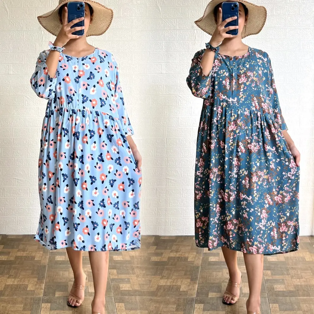 Homedress panjang Daster kekinian Daster motif bunga Daster rayon Daster jumbo Daster murah Daster adem Lolly long homedress