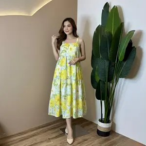 Azalia Dress Rayon Motif Bunga Baju Santai Midi Busui Bumil Gaun Wanita Terbaru Nyaman dengan Desain Unik dan Bahan Rayon Viscose Adem