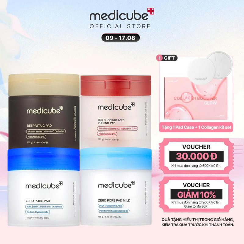 SET 4 TONER PAD (Zero Pore Pad+ Zero Pad Mild+ Succinic Pad+ Vita C Pad) 150g/70 miếng