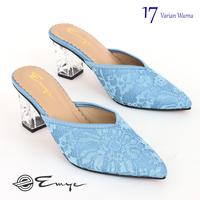 Gambar Emye - Sandal Heels Pesta Wanita Hak Kaca 7cm Brukat Denim Teracota Taro Iceblue Original Shoes - Hitam, 36 dari Emye_NEW Kab. Bogor 1 Tokopedia