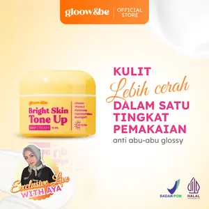 Gloow&be Bright Skin Tone-Up Day Cream | Brightening Day Cream dengan Niacinamide | Tone-Up Effect | Pelembap Wajah & Base Makeup | Glow Look