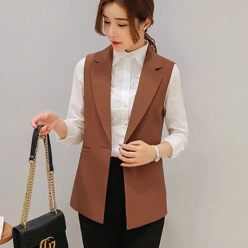 Outer Wanita Polos Tanpa Lengan - Vest Blazer Bahan Jas Full Puring Korean Style