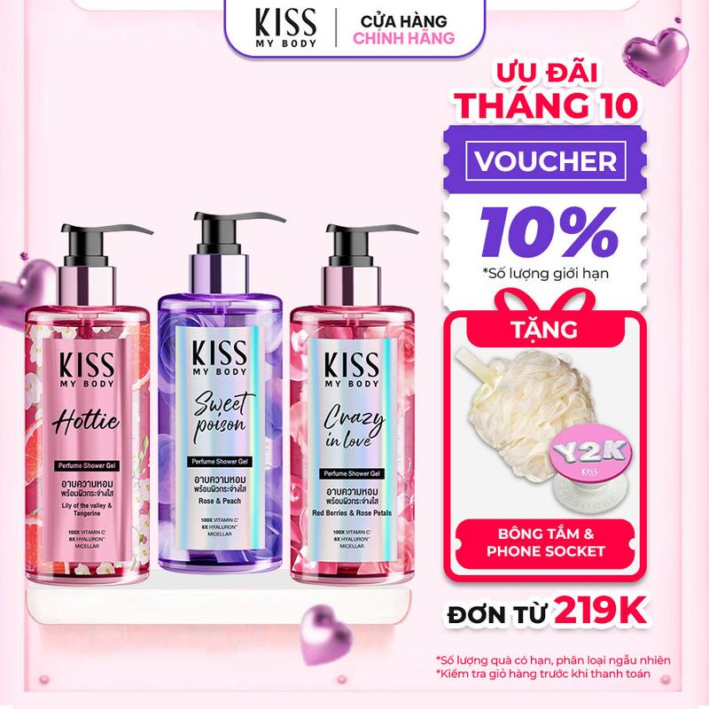 Sữa Tắm Sạch Sâu Hương Nước Hoa Kiss My Body 380ml - Hương Sweet Poison, Hottie, Crazy In Love