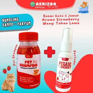 Aerizoo Paket Shampoo dan Parfum Kucing 2in1 Strawberry Series Anti Kutu