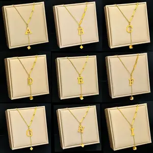 K191 Kalung Huruf Wanita Titanium Anti Karat - Kalung Cewek Simple Aesthetic Inisial Nama  A-Z Emas Hadiah Liontin Perhiasan