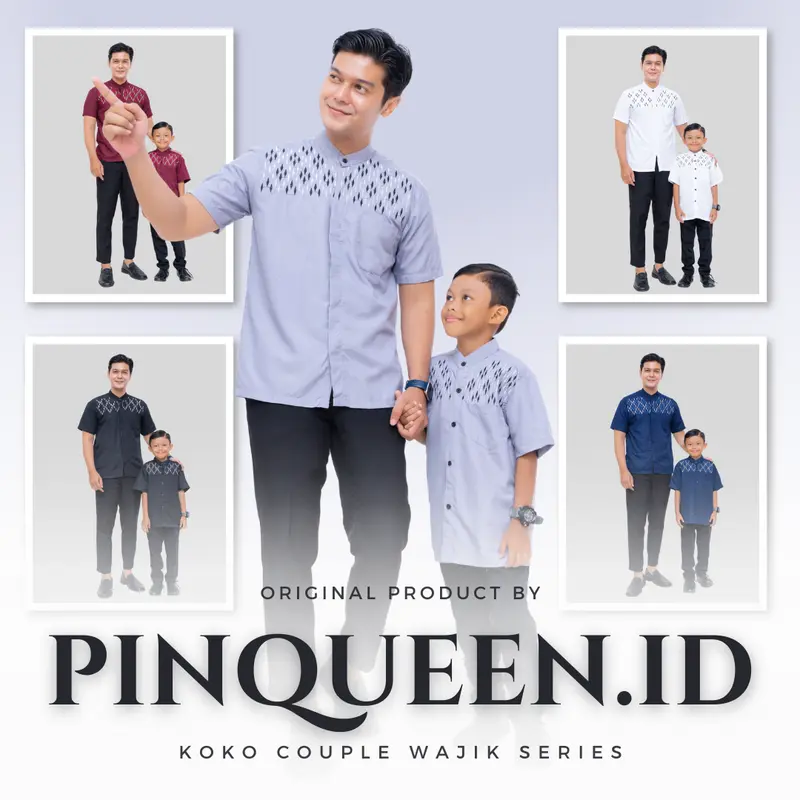 Satu Set Baju Koko Couple Ayah Dan Anak Laki Laki terbaru Lengan Pendek motif Diamon 0