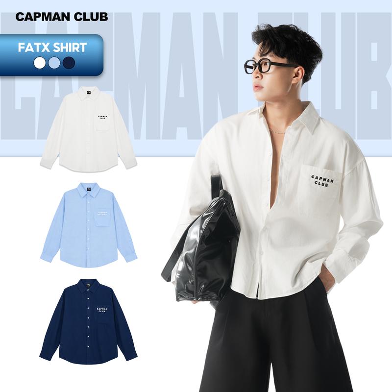 Áo sơ mi nam tay dài FATX phom rộng Boxy CAPMAN CLUB, sơ mi nam basic phong…