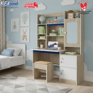 KEA Panel - Meja Belajar Anak Minimalis Lengkap Rak Buku Cermin Dan Laci Kunci